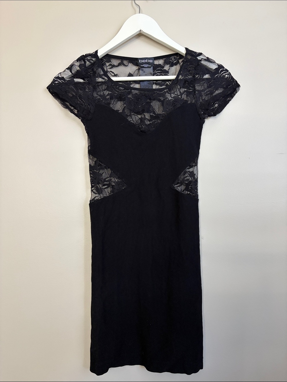 Y2K BEBE Bodycon Mini Dress with Lace Cut Outs